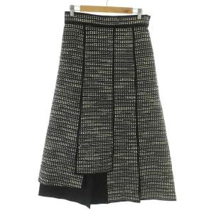 モノトーン ジャガード スカート 38 ブラッ ホワイト 531-9120212