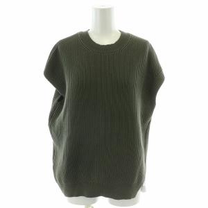 ニットベスト セーター クルーネック コットン 1 S カーキ 緑 グリーン 6518-105-0477
