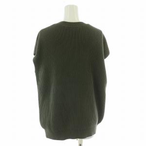 Drawer ニットベスト セーター クルーネック コットン 1 S カーキ 緑 グリーン 6518-105-0477
