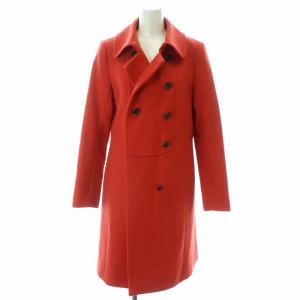 ステンカラーコート アウター ハーフ ミドル ダブル ウール 総裏地 イタリア製 センターベント 38