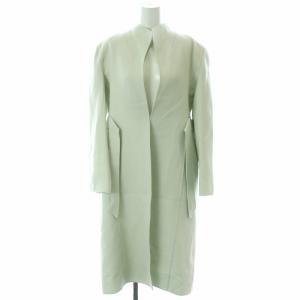 スプリングコート ロング ショールカラー ウール 腰ベルト センターベント 8 M 緑 グリーン /MP