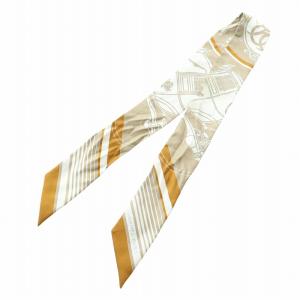HERMES ツイリー エクスリブリス スカーフ シルク ブラウン