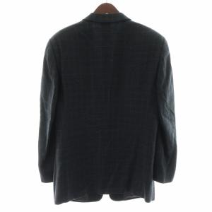 ARMANI COLLEZIONI テーラードジャケット シングル ブレザー 背抜き ノーベント 3B チェック シルク混 リネン混 48R