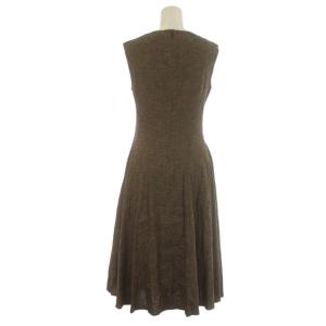 Theory ワンピース ノースリーブ ロング 半袖 麻 リネン レーヨン混 0 S 茶 ブラウン 01-9105014-334-700