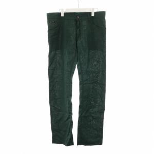 コットンパンツ ストレート ジップフライ 無地 ロゴ 薄手 50 L 緑 グリーン PN /KW GY17