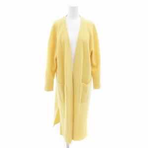 美品 上質ワッフルロングカーディガン ニット ウール F 黄 イエロー 09WNT171019 /HO