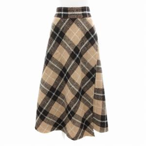 フレアスカート チェック ロング丈 O ベージュ 09WFS194122 /HO 0429 GY99