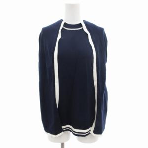 タグ付き 2WAYケーププルオーバートップス ノースリーブニット カットソー F 紺 ネイビー /GV