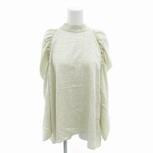 美品 バックリボンドットブラウス 長袖 36 白 ホワイト CWFB205029 /HO 0429 GY99