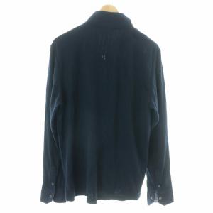 MEN'S BIGI カジュアルシャツ カットソー 長袖 レギュラーカラー ストライプ フェイクレイヤード 2 M 紺 ネイビー