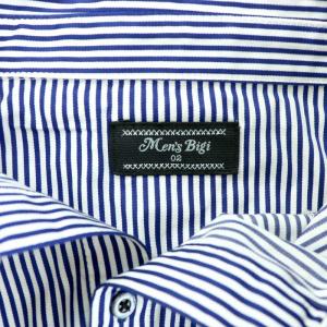 MEN'S BIGI カジュアルシャツ カットソー 長袖 レギュラーカラー ストライプ フェイクレイヤード 2 M 紺 ネイビー