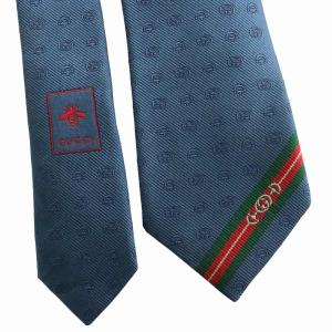 GUCCI イタリア製 ネクタイ レギュラータイ シルク 総柄 青 ブルー /MW GY38