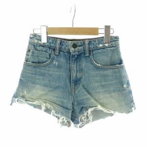 ショートパンツ ホットパンツ デニム ジーンズ ダメージ加工 5P 切りっぱなし アメリカ製 24 インディゴブルー