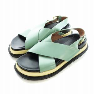 FUSSBETT フスベット サンダル シューズ フラット レザー ストラップ ロゴ 厚底 38 25cm