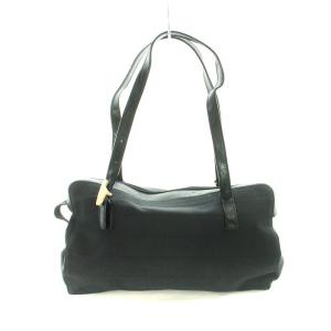 GIANNI VERSACE ミニボストン ハンドバッグ メデューサ ロゴ キャンバス レザー ゴールド金具 黒 ブラック /MW GY18