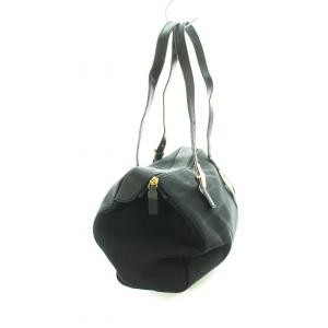 GIANNI VERSACE ミニボストン ハンドバッグ メデューサ ロゴ キャンバス レザー ゴールド金具 黒 ブラック /MW GY18