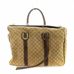 GUCCI ヴィンテージ ボストンバッグ トートバッグ ロゴ GGキャンバス レザー 茶 ブラウン GY04 /MQ