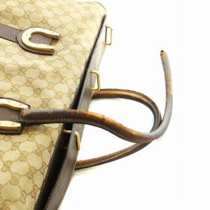 GUCCI ヴィンテージ ボストンバッグ トートバッグ ロゴ GGキャンバス レザー 茶 ブラウン GY04 /MQ