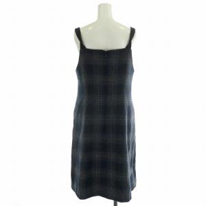 mademoiselle NON NON 近年モデル ワンピース ロング ウール チェック柄 総裏地 38 M 青 ブルー 黒 ブラック 灰 グレー