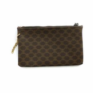 CELINE ミニポーチ 小物入れ ロゴ マカダム柄 PVC 茶 ブラウン GY04 /MQ OH