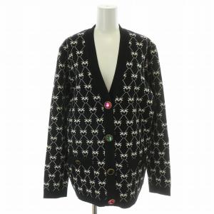 CAMOMILLA ニット カーディガン 長袖 総柄 タグ付き M 黒 ブラック 白 ホワイト /MW