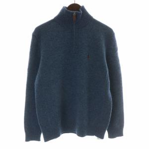 ニット セーター 長袖 ハーフジップ ロゴ刺繍 M 紺 ネイビー MNBLSWEM3T00012 /MW