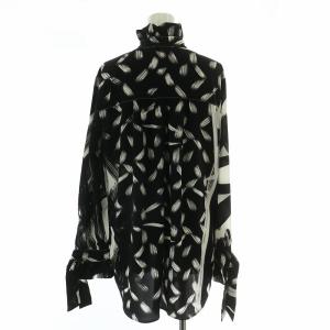 NARA CAMICIE シャツ ブラウス 長袖 総柄 タグ付き 2 黒 ブラック 白 ホワイト /MW GY18