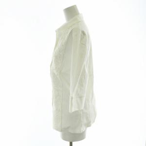 NARA CAMICIE シャツ ブラウス 五分袖 レース 葉っぱ柄 比翼ボタン タグ付き 3 白 ホワイト /MW GY18