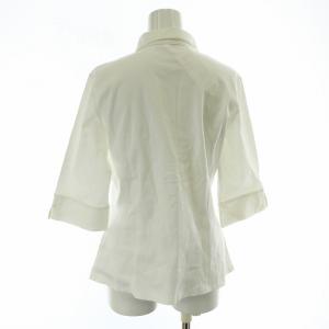 NARA CAMICIE シャツ ブラウス 五分袖 レース 葉っぱ柄 比翼ボタン タグ付き 3 白 ホワイト /MW GY18