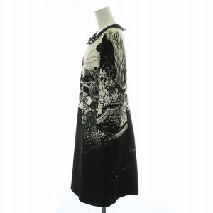 COTOO ワンピース ロング 長袖 ラインストーン 総柄 タグ付き 40 M 黒 ブラック 白 ホワイト /MW
