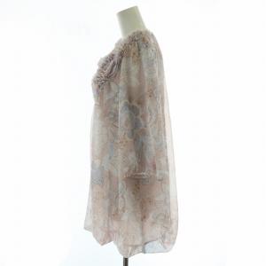 COTOO ブラウス カットソー 五分袖 フリル シアー シースルー 花柄 総柄 タグ付き 38 ピンク マルチカラー