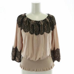 カットソー 七分袖 レース タグ付き 38 ピンク 黒 ブラック /MW GY18