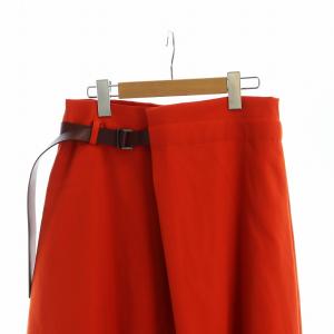 BEATING HEART ロングスカート タグ付き フレア ベルト ジップフライ 2 赤 レッド オレンジ GY18 /MQ