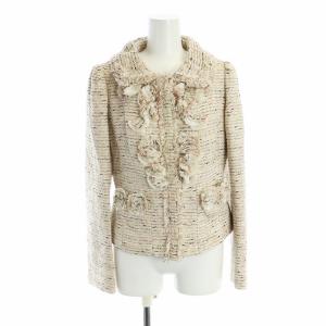 ツイードジャケット タグ付き 長袖 総裏地 40 ベージュ ピンク GY18 /MQ