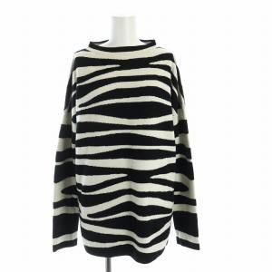 ニット タグ付き 長袖 カットソー ボーダー ボトルネック カシミヤ 2 白 ホワイト 黒 ブラック GY18