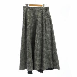 ロングスカート タグ付き フレア ロゴ ジップフライ チェック柄 2 グレー GY18 /MQ