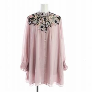 ブラウス カットソー 長袖 ロゴ 花柄 レース 40 L  紫 GY18 /MQ