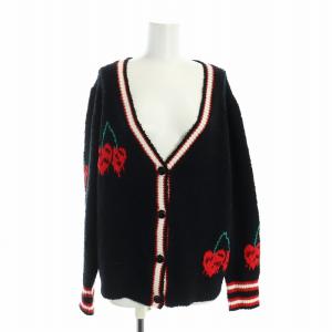 ニットカーディガン タグ付き 長袖 ロゴ M 黒 ブラック GY18 /MQ