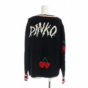 PINKO ニットカーディガン タグ付き 長袖 ロゴ M 黒 ブラック GY18 /MQ