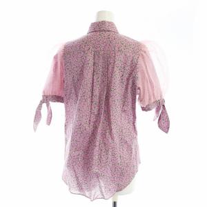 Adonisis セットアップ タグ付き 上下 ブラウス 半袖 ロングスカート レース フレア 総柄 F 38 M 紫 GY18