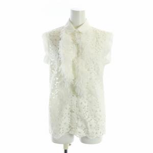 ブラウス タグ付き カットソー ノースリーブ フリル レース F 白 ホワイト GY18 /MQ