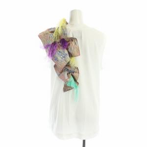 Adonisis カットソー ノースリーブ 切替 レース フリル F 白 ホワイト マルチカラー GY18 /MQ