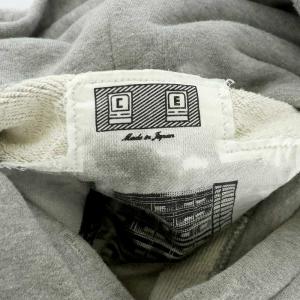 C.E パーカー フーディー プルオーバー パイル地 ロゴ ワッペン バイカラー カンガルーポケット M 灰色