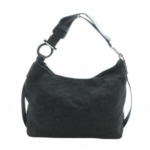 ワンショルダーバッグ ハンド ガンチーニ キャンバス レザー 総柄 黒 ブラック EX-21 5762