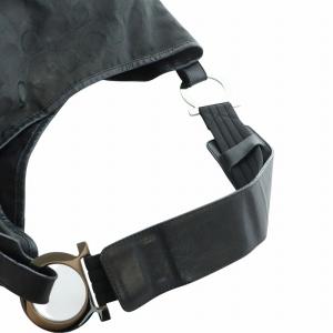 Salvatore Ferragamo ワンショルダーバッグ ハンド ガンチーニ キャンバス レザー 総柄 黒 ブラック EX-21 5762