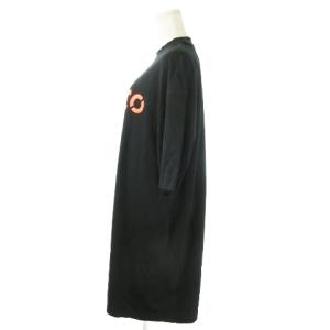 KENZO LOGO PONCHO T-SHIRT Tワンピース ひざ丈 七分袖 ロゴ 小さいサイズ XS 黒 ブラック