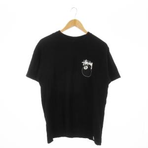 STUSSY Tシャツ カットソー 半袖 ロゴ エイトボール 8ボール プリント M 黒 ブラック /MN19 GY12