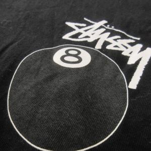 STUSSY Tシャツ カットソー 半袖 ロゴ エイトボール 8ボール プリント M 黒 ブラック /MN19 GY12