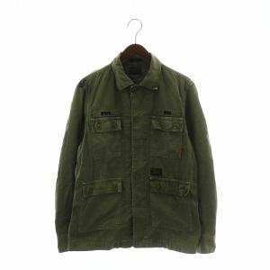 14SS JUNGLE L/S ミリタリーシャツ ジャケット 長袖 ロゴ 2 M カーキ 141GWDT-SHM01