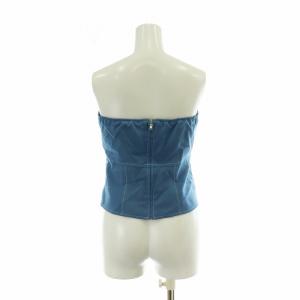 HYKE 24SS WHITE STITCH STRAPLESS TOP ビスチェ ベアトップ リボン ジップアップ